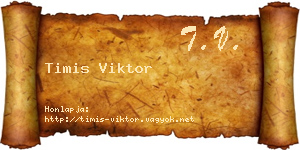 Timis Viktor névjegykártya